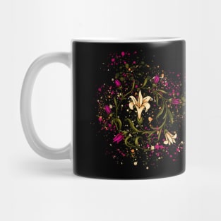 Lilies decorative art, victorian style ornamental flower Mug